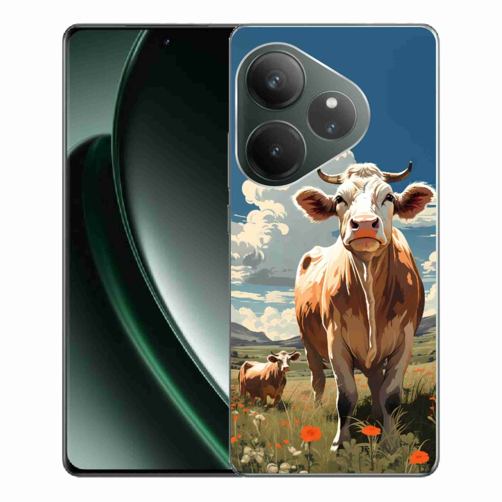 Gél borítás mmCase a Realme GT 6 5G/GT 6T 5G számára - tehenek a réten