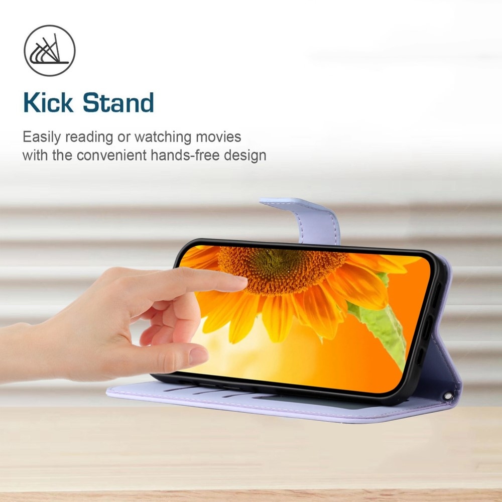 Napraforgó könyv tok a Vivo X80 Lite-hoz - világos lila