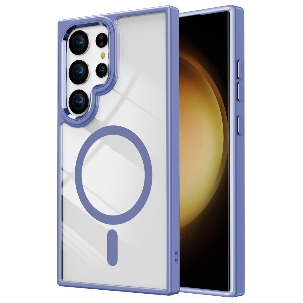 Átlátszó zselés tok fix hátlappal és MagSafe funkcióval a Samsung Galaxy S24 Ultra készülékre - világos lila színben