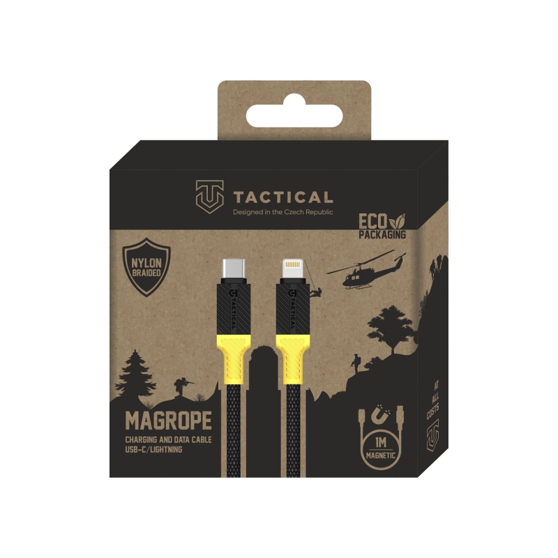 Taktikai MagRope USB-C / Villám 1m Fekete/sárga