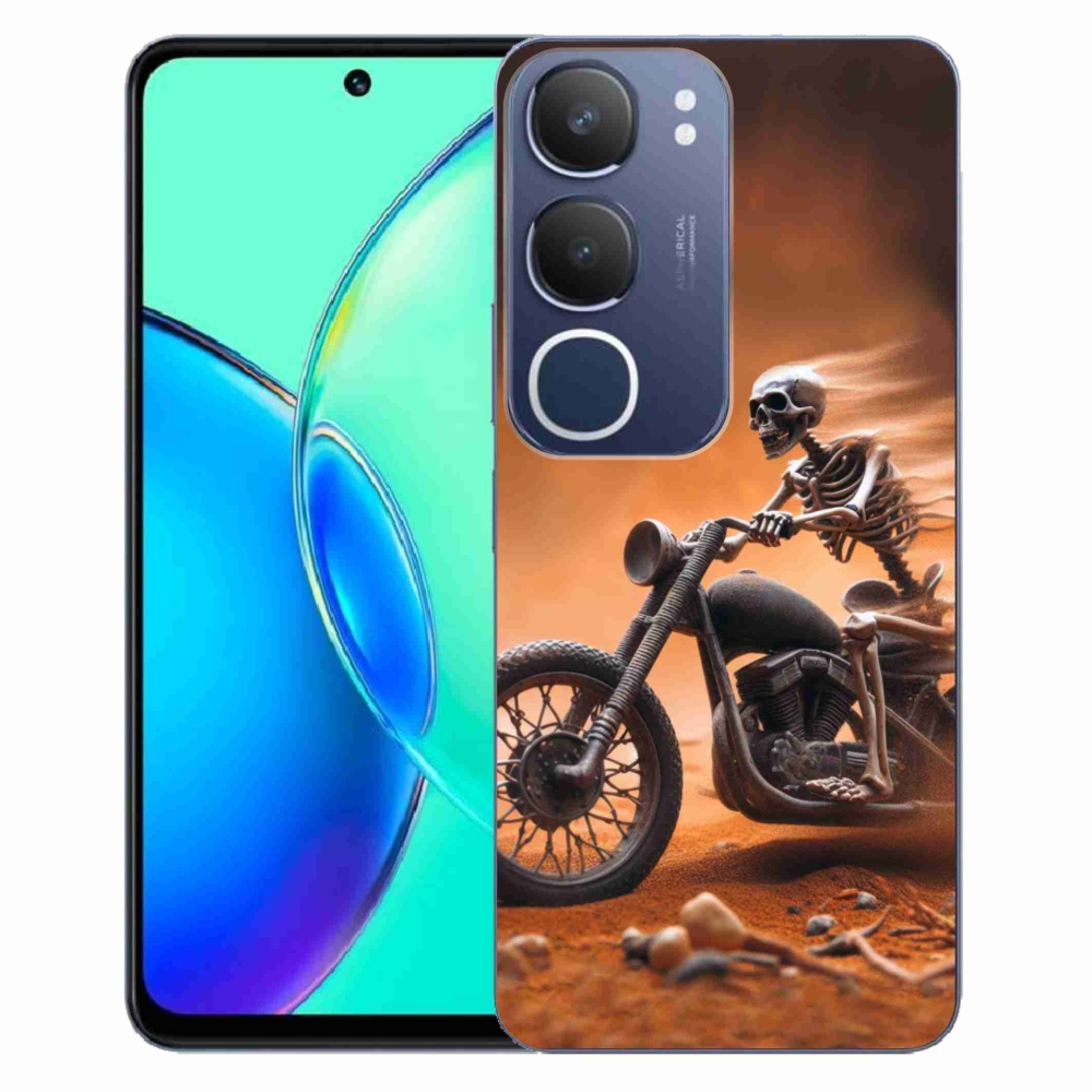 Gélburkolat mmCase a Vivo Y19s készülékhez - csontváz egy motorkerékpáron