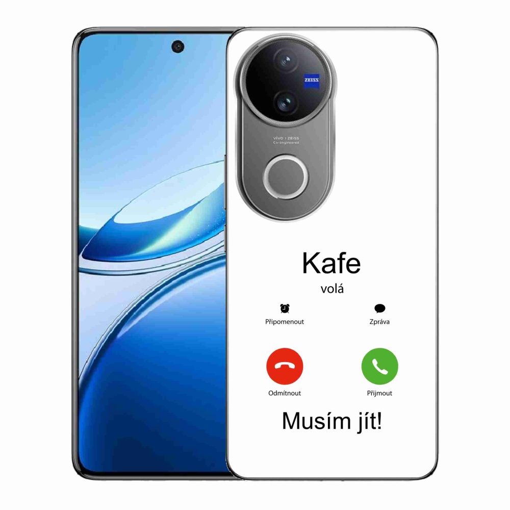 Gél borító mmCase a Vivo V50 5G készülékre - kávé hívások fehér háttérrel