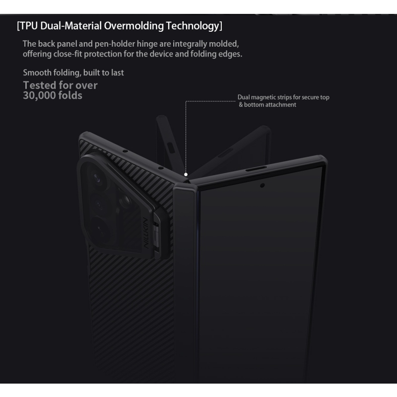 Nillkin CamShield Prop Magnetic (átlátszó lencse) hátsó tok a Samsung Galaxy Z Fold 8-hoz, Ultra Black
