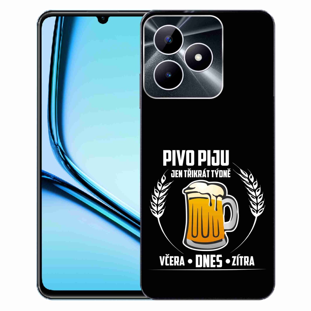 Gél borító mmCase a Realme Note 50 készülékhez - sör motívum fekete háttérrel