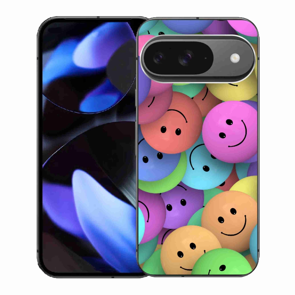 Zselés borítás mmCase a Google Pixel 9/9 Pro számára - színes smiley-kkal