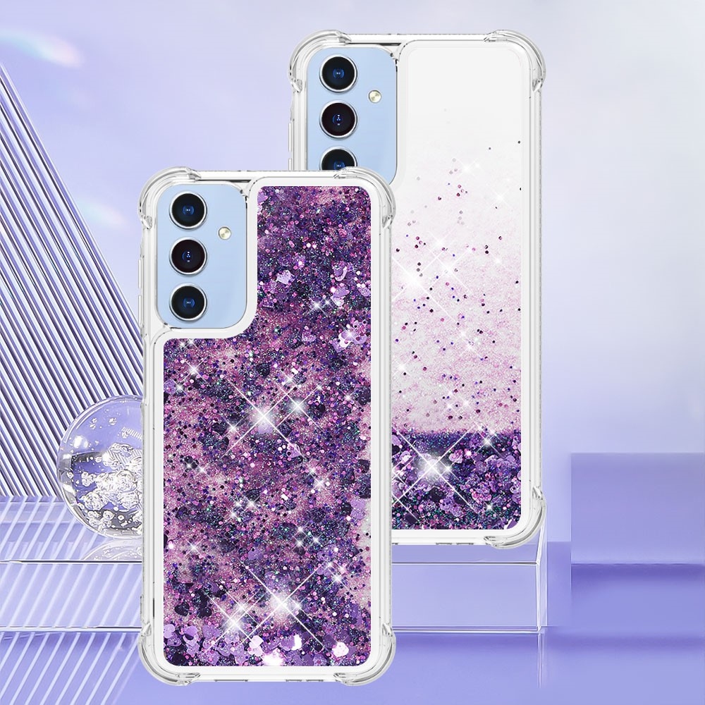 Glitter homokóra zselés tok Samsung Galaxy A26 5G - sötét lila/szív