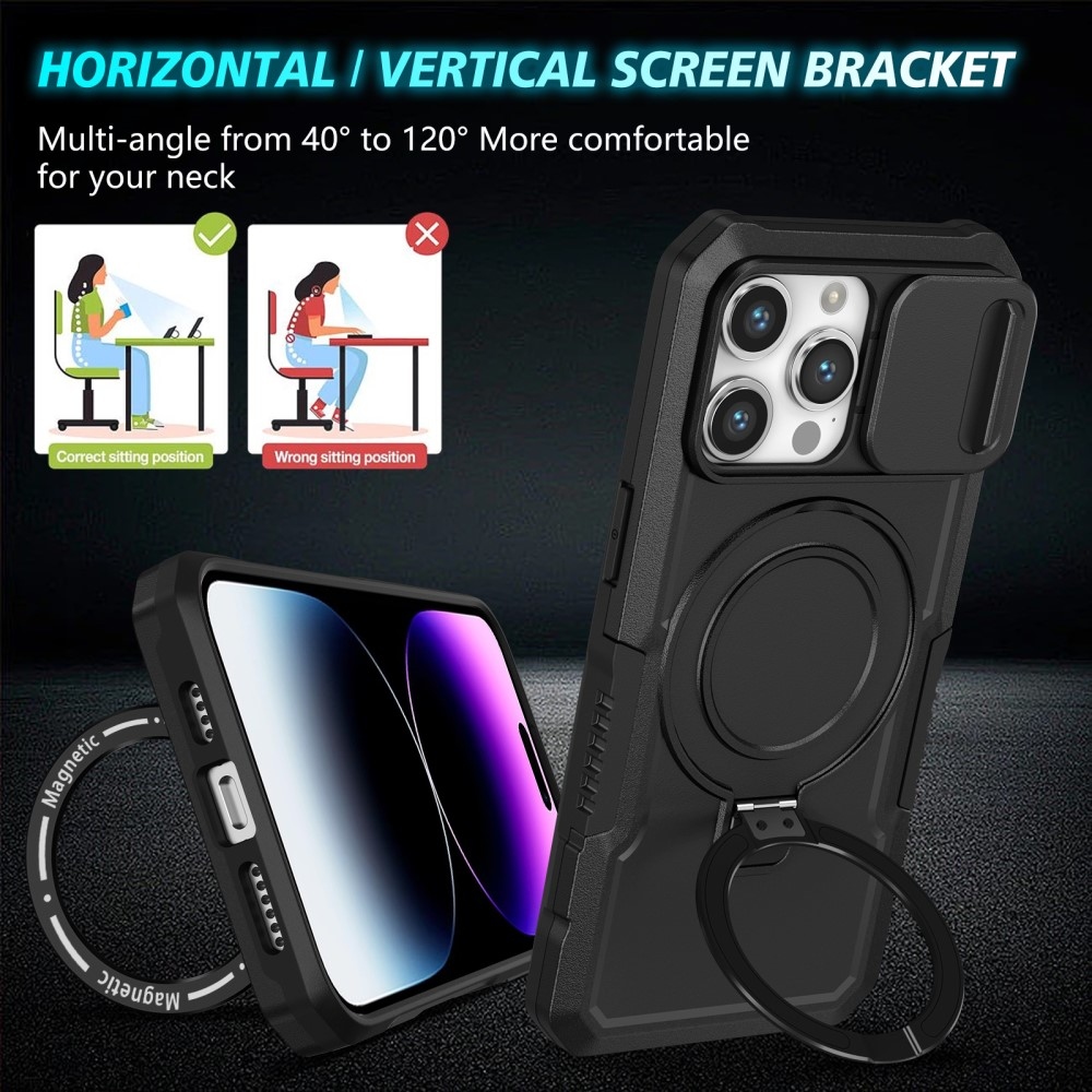 Katonai tartós védőburkolat MagSafe-vel iPhone 14 Pro Max készülékhez - Fekete