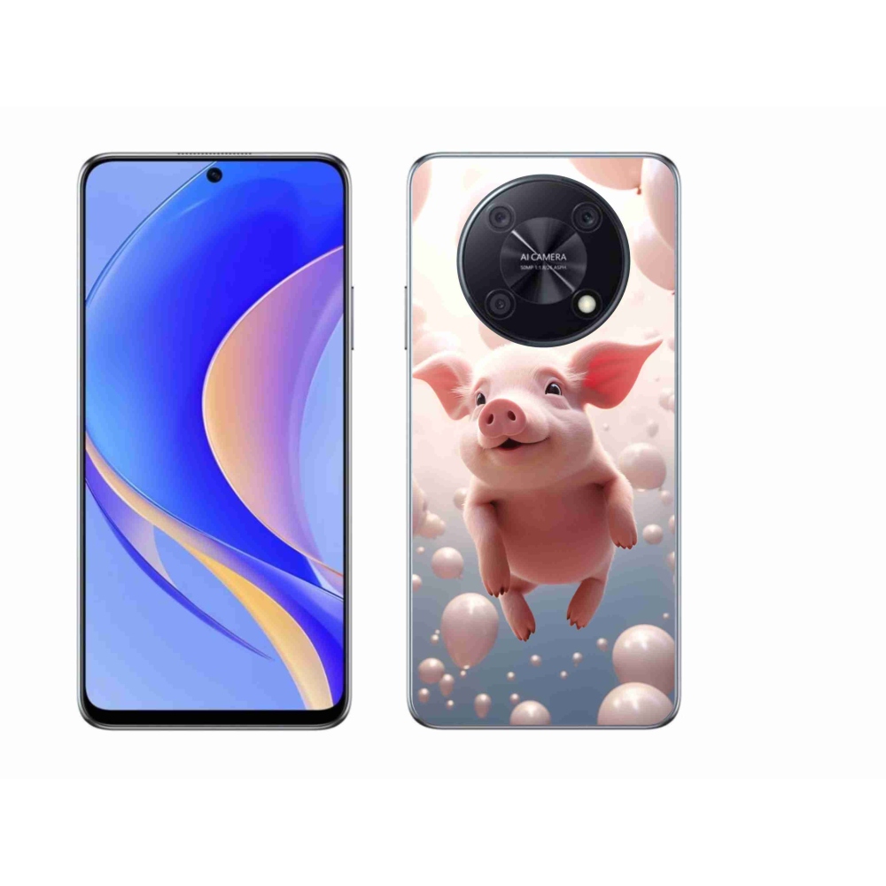 Gél borító mmCase a Huawei Nova Y90 készülékhez - malac lufikkal