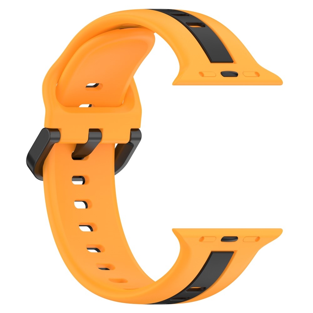 Szíj szilikon szíj Apple Watch Ultra/Ultra 2 49mm/SE/SE 2022/2023 44mm/9/8/7 45mm/6/5/4 44mm/3/2/1 42 mm-es Apple Watch Ultra/Ultra 2 órához - sárga/fekete színű