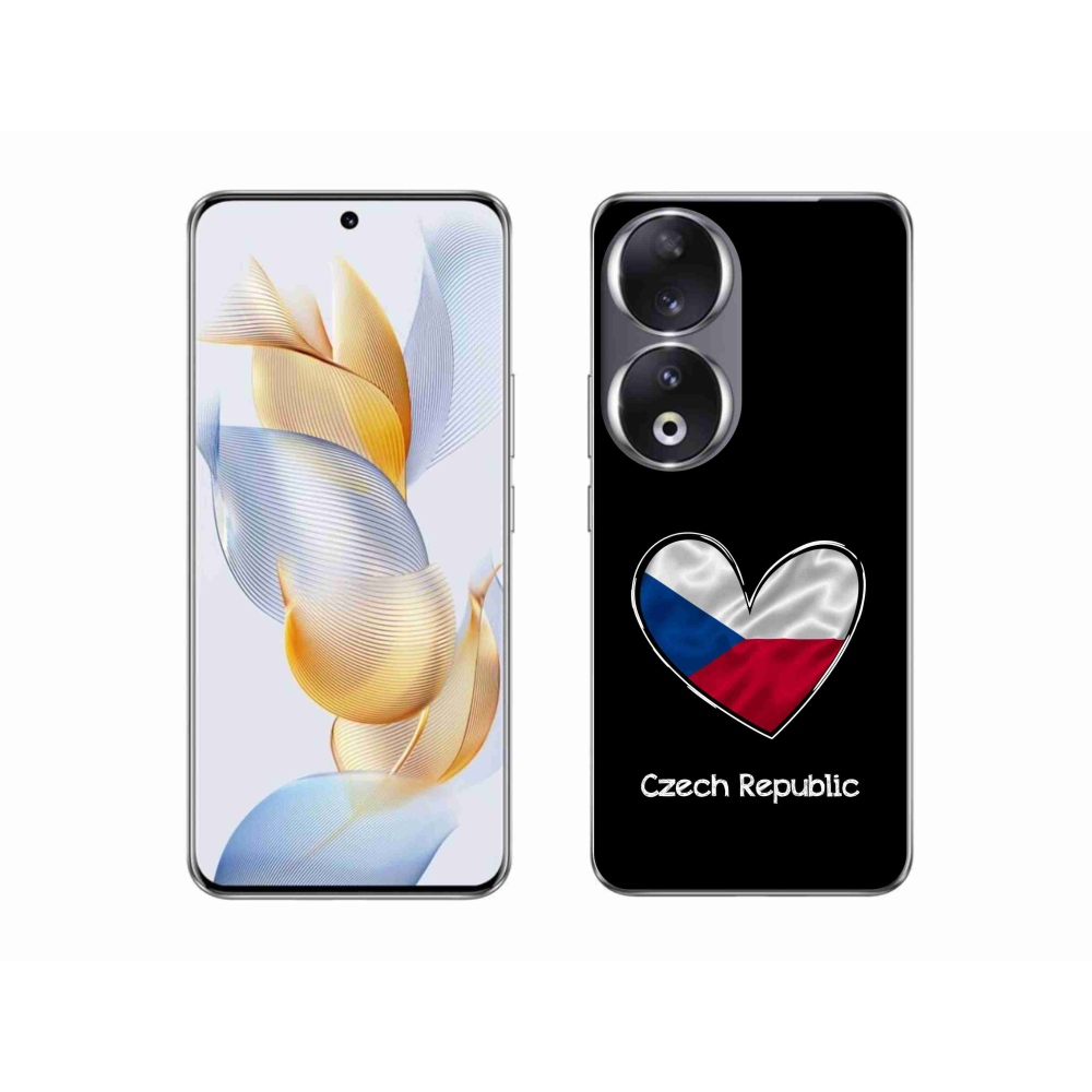 Zselés borító mmCase a Honor 90 készülékhez - szív zászló fekete háttérrel