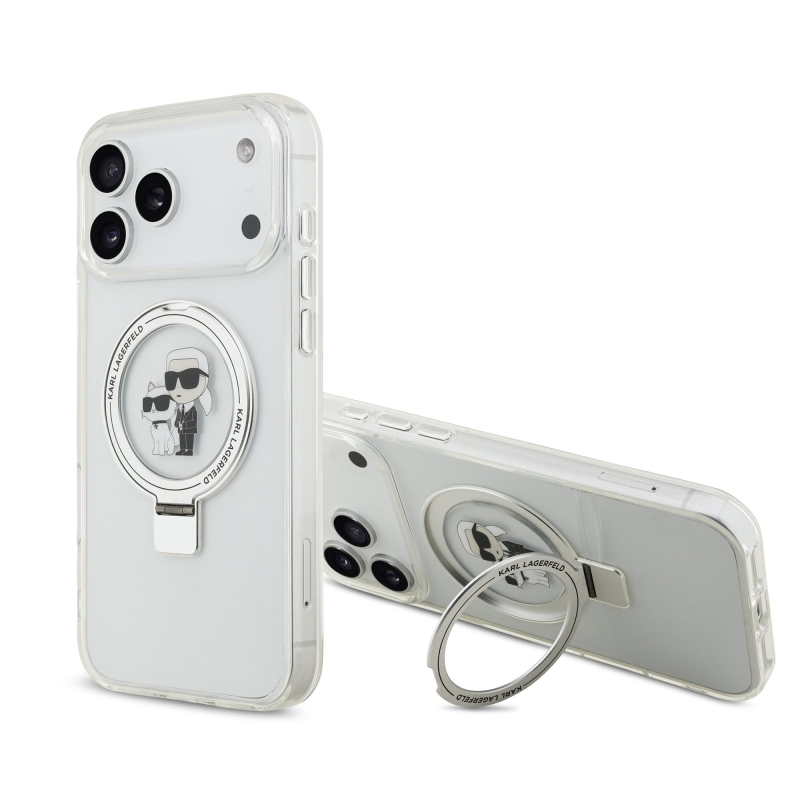 Karl Lagerfeld Ringstand Karl és Choupette MagSafe hátlapi borító iPhone 17 Pro Max-hez Fehér