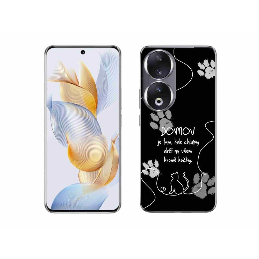 Zselés borító mmCase a Honor 90 készülékhez - macska motívum fekete háttérrel