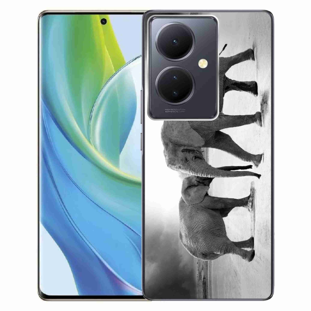 Gélburkolat mmCase a Vivo V29 Lite 5G-n - fekete és fehér elefántok