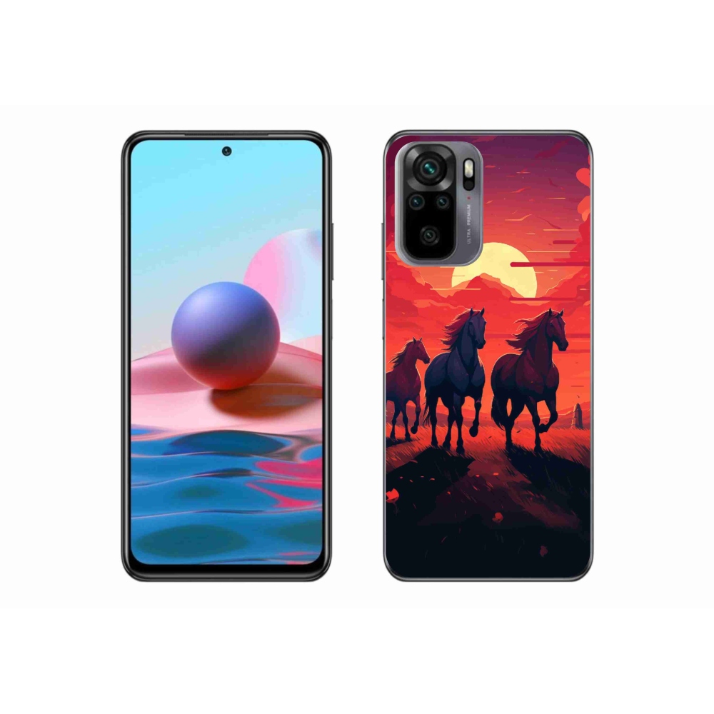 Gél borítás mmCase a Xiaomi Poco M5s számára - lovak és naplemente