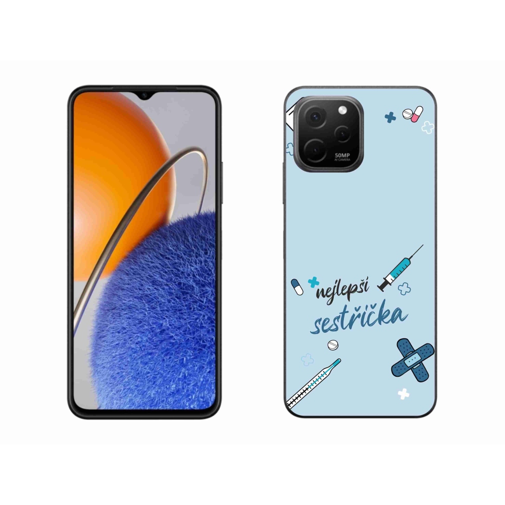 Gél borító mmCase a Huawei Nova Y61-en - legjobb kishúg kék háttérrel