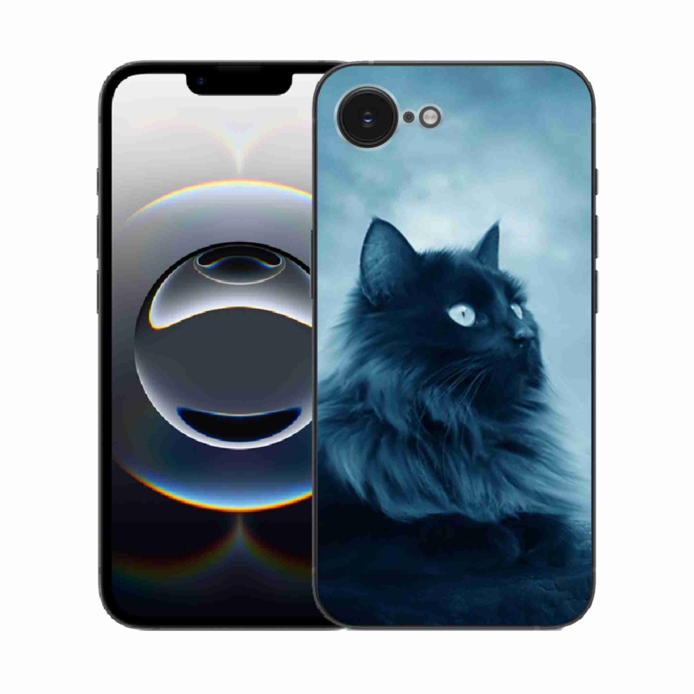 Zselés borítás mmCase iPhone 16e készülékhez - fekete cat 1