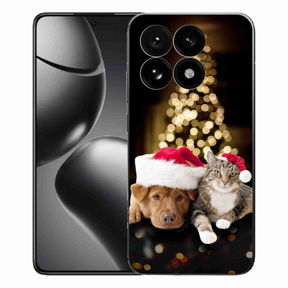Gél borító mmCase a Xiaomi 15T-hez - Karácsonyi kutya és macska