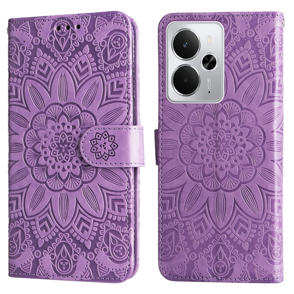 Napraforgó könyvtáska a Realme 14 5G készülékhez - lila