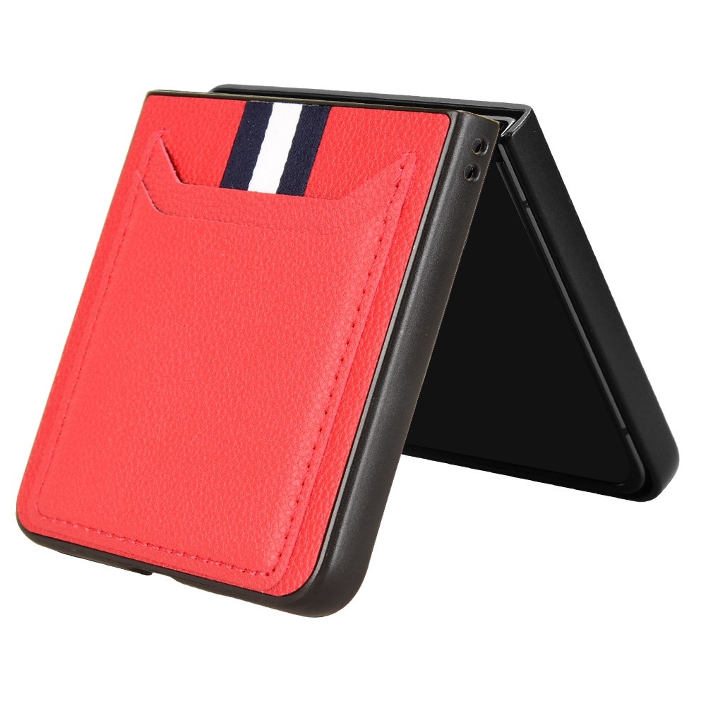 Kombinált műanyag borítás műbőrrel Samsung Galaxy Z Flip7 5G - piros