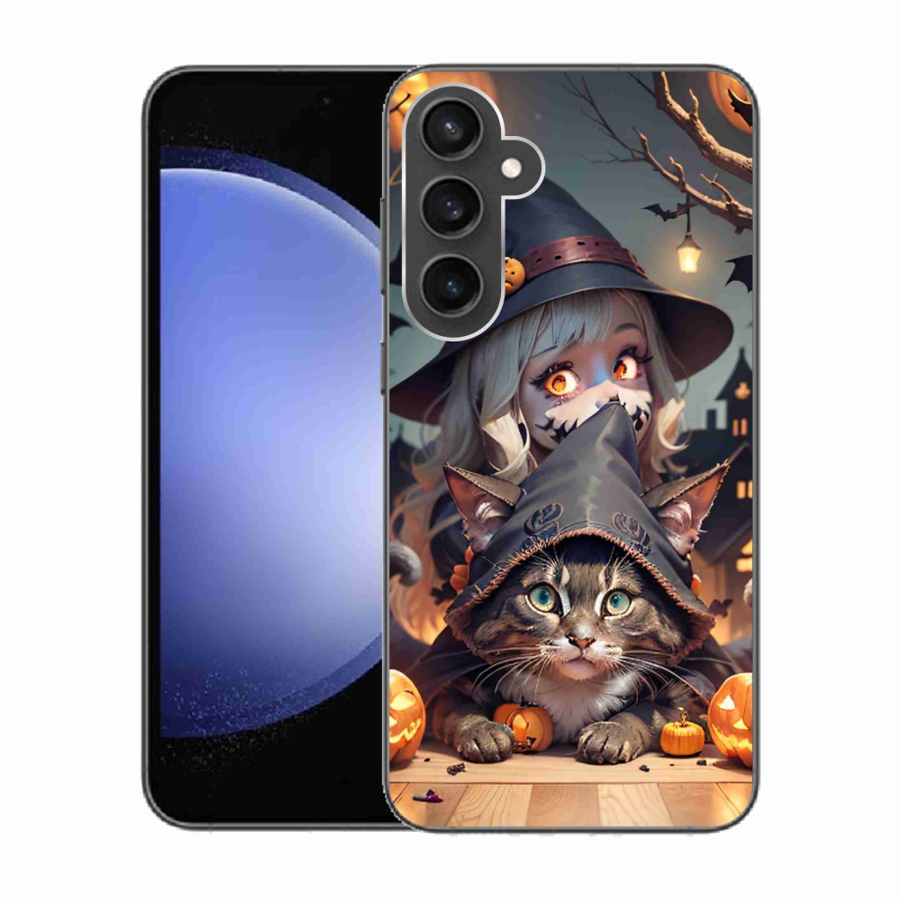 Gél borítás mmCase Samsung Galaxy S23 FE készülékhez - boszorkány macskával