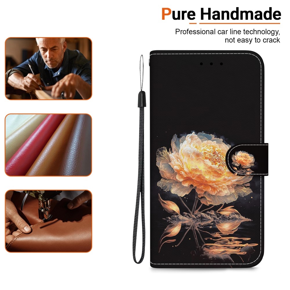 Printern könyv tok Xiaomi Redmi Note 14 5G - arany pünkösdi rózsafa