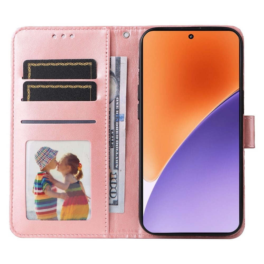 Napraforgó könyv tok a Xiaomi 15-öshöz - rózsaszín