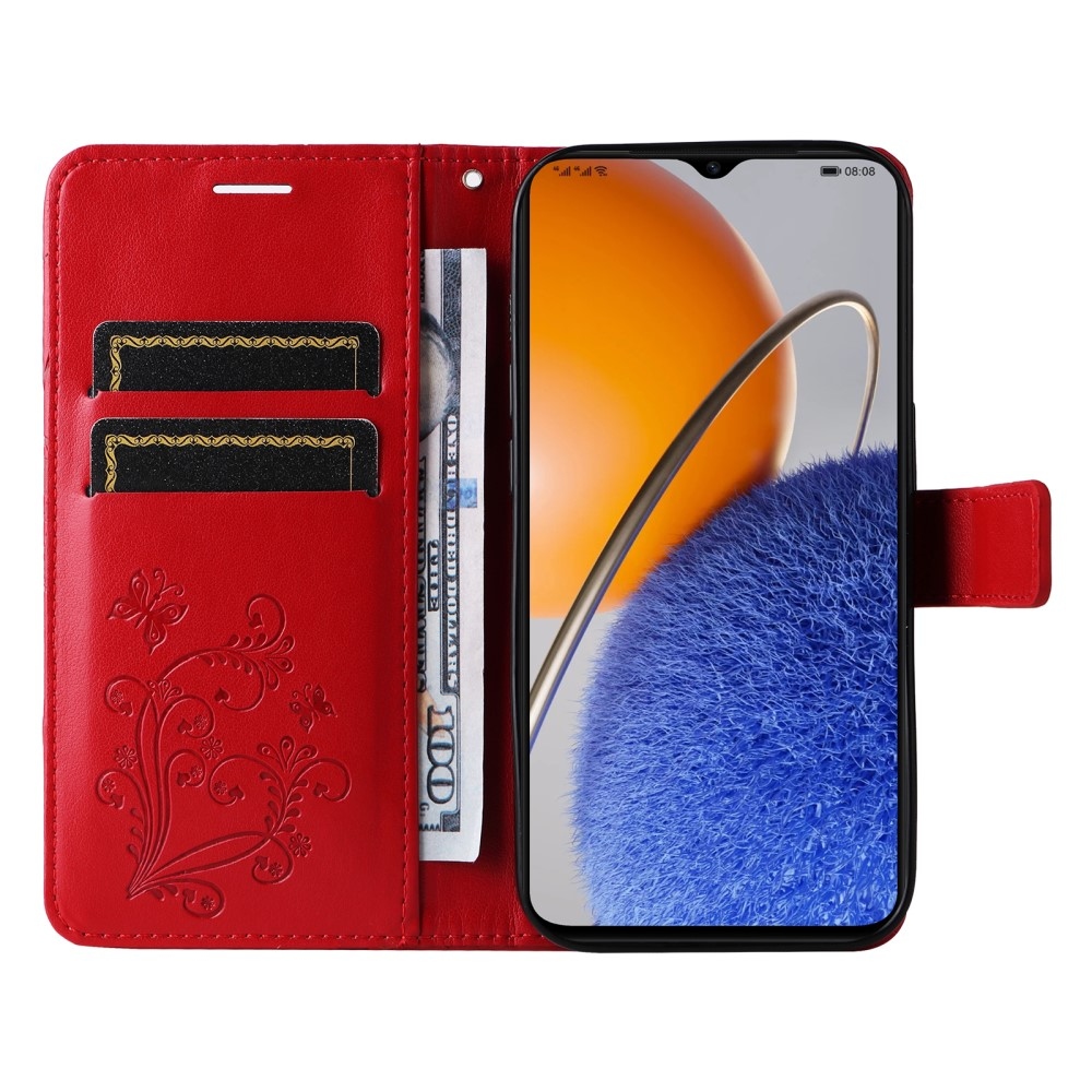 Nagy pillangó könyv tok Huawei Nova Y61-hez - piros