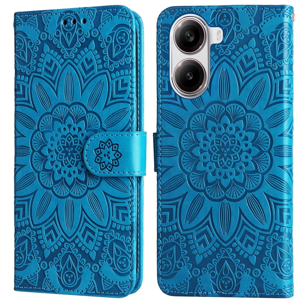 Napraforgó könyv tok a Xiaomi Poco X7 Pro 5G számára - kék