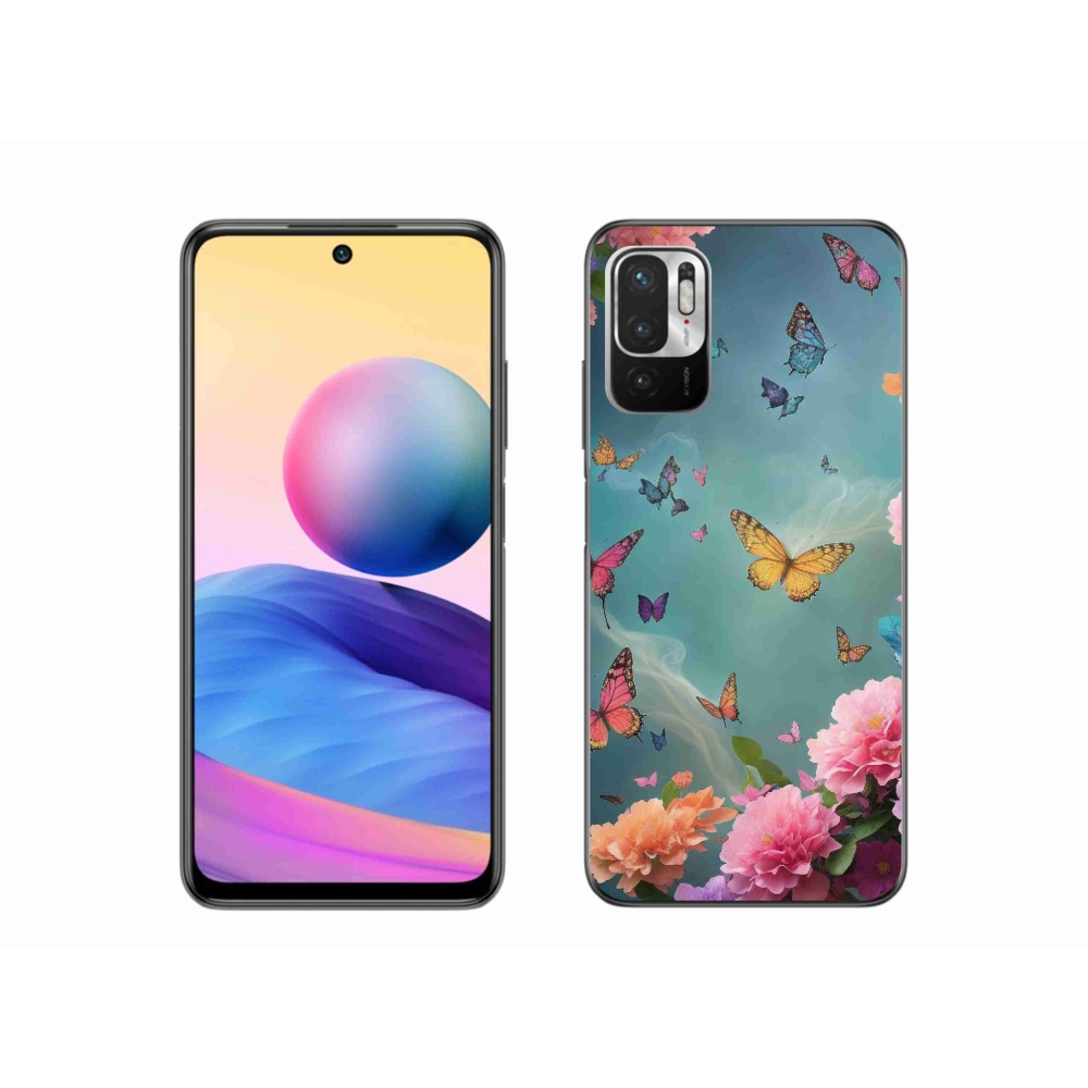 Gél borítás mmCase a Xiaomi Poco M3 Pro/5G számára - színes virágok és pillangók