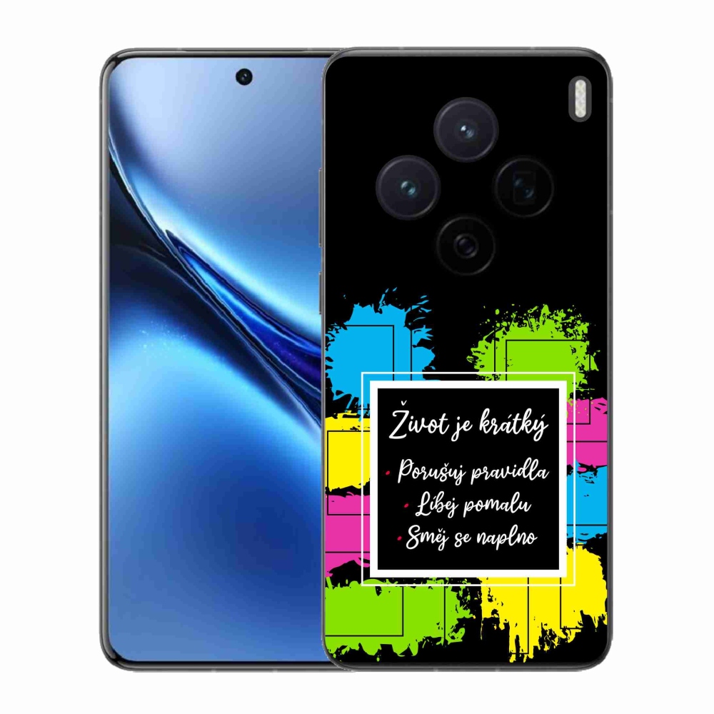 Zselés borítás mmCase a Vivo X200 5G-n - Idézet 5 fekete háttér