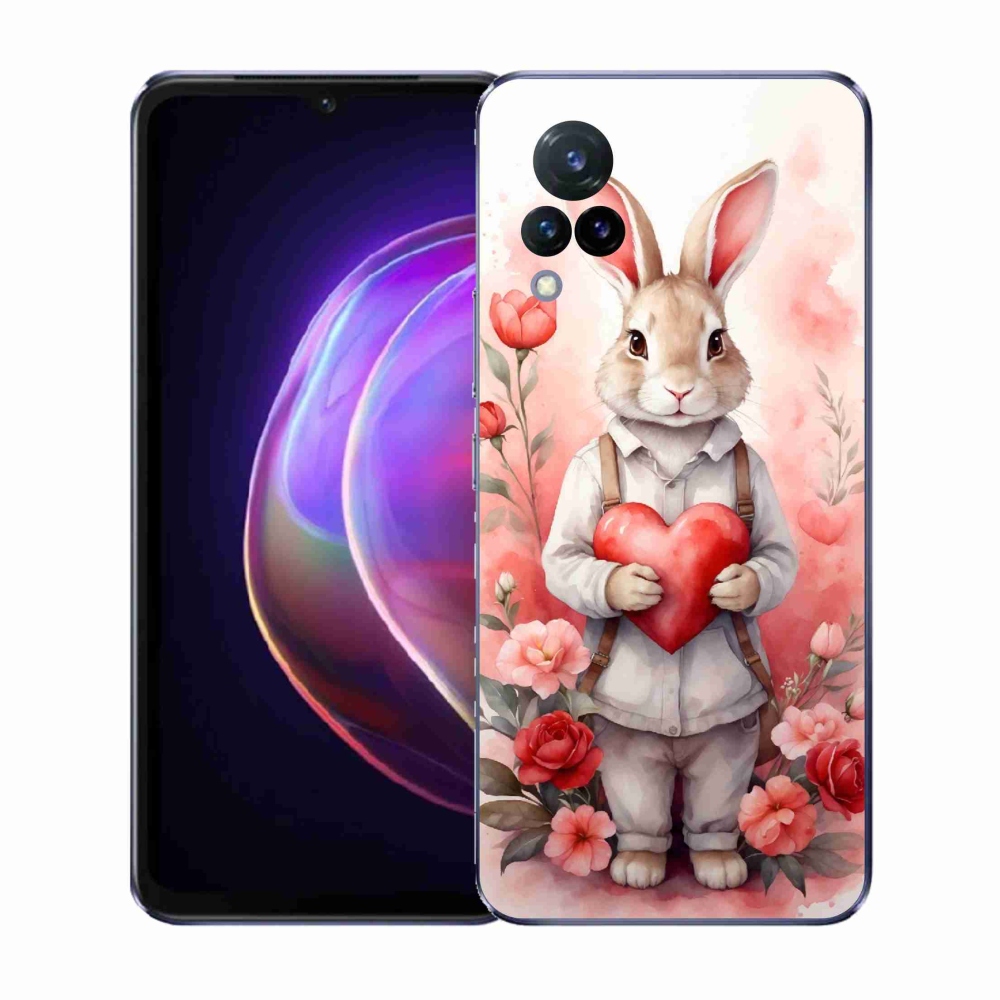 Gél borítás mmCase a Vivo V21 4G/5G készülékhez - nyúl szívvel