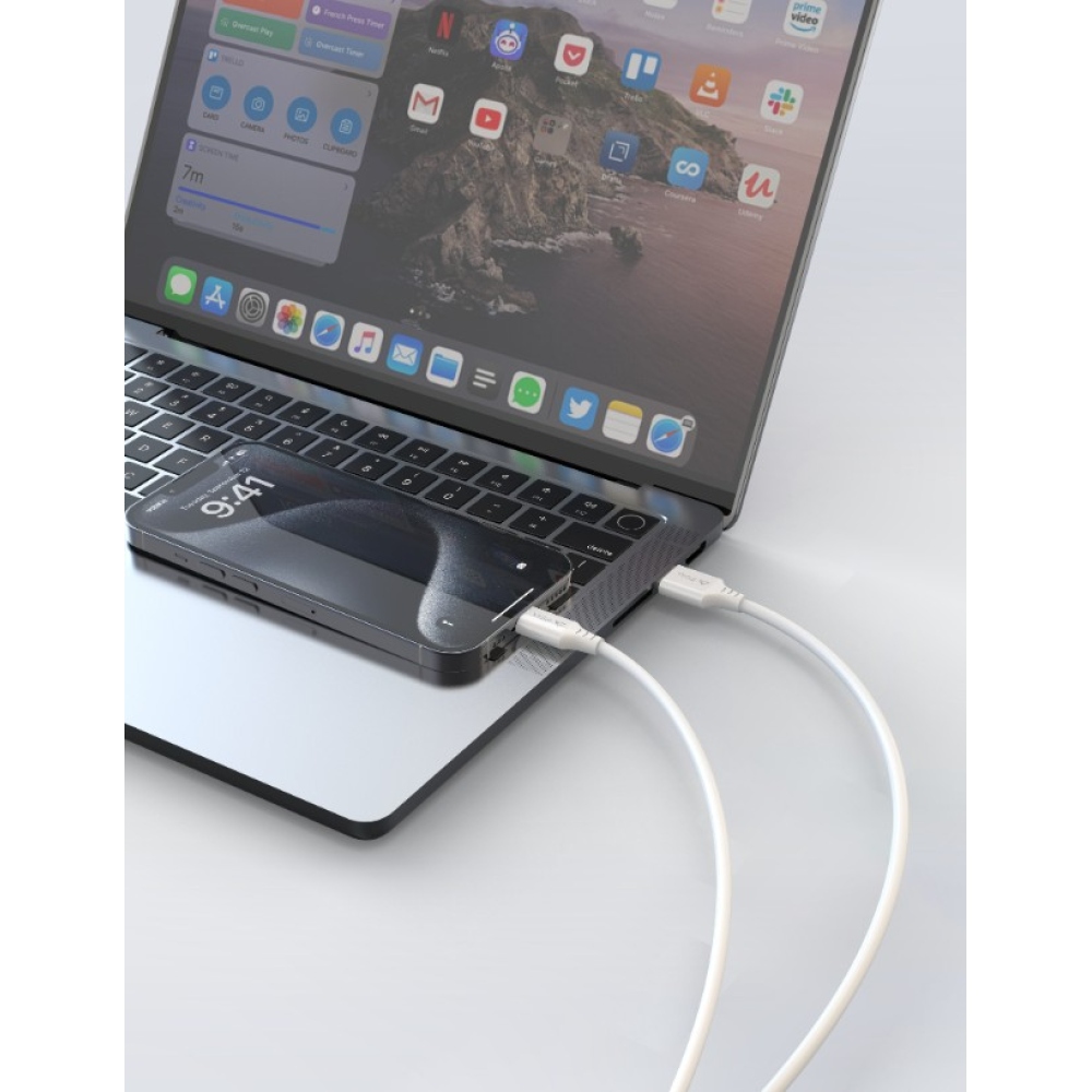 iPEAX TPU kábel USB-A / lightning 1 m, USB 2.0 - fehér