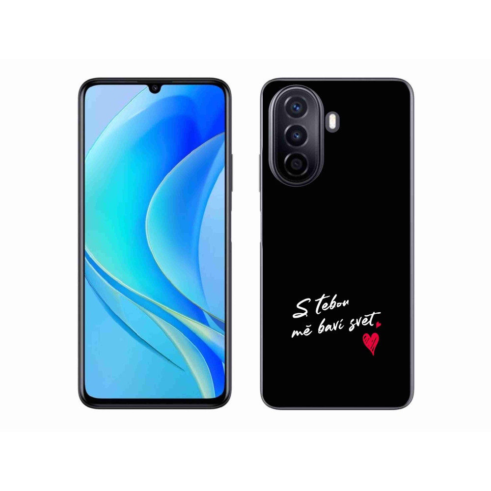 Gél borító mmCase a Huawei Nova Y70 készülékhez - szerelmes szöveg 1 fekete háttér