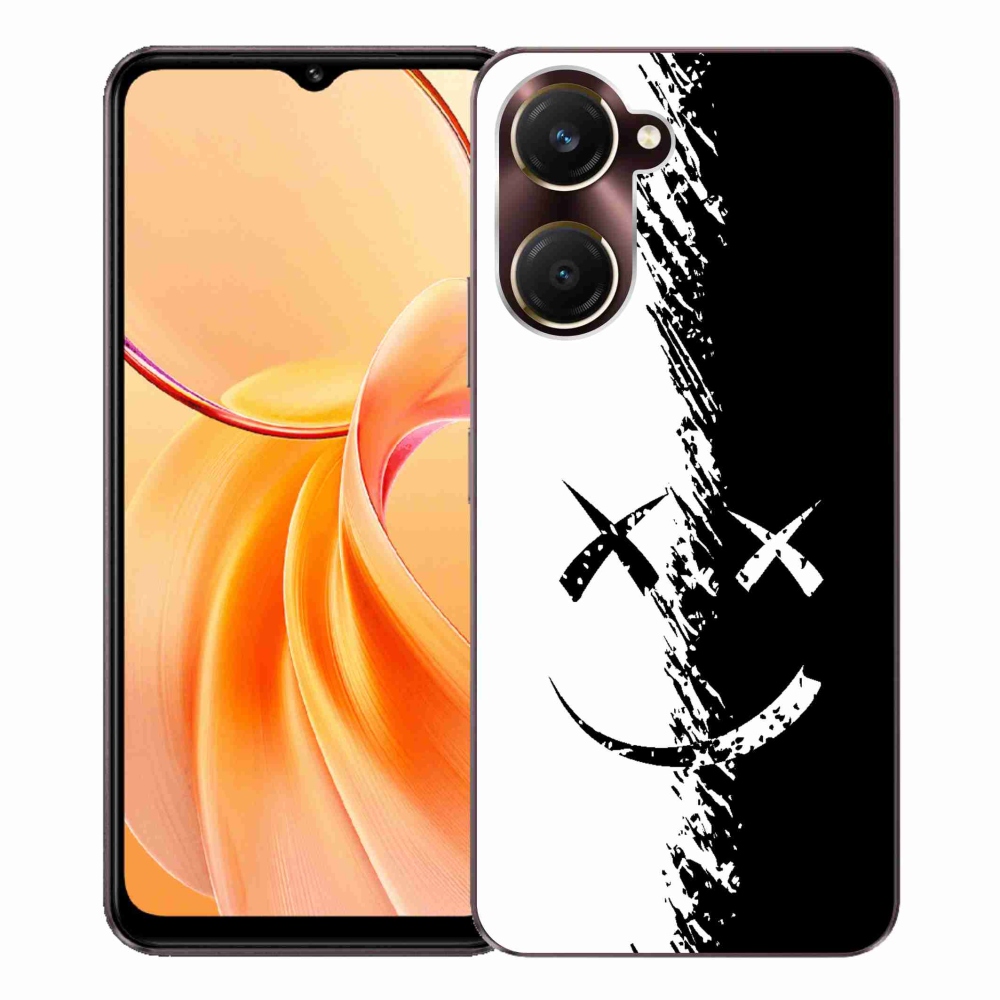 Gél borító mmCase a Vivo Y28s 5G-n - fekete-fehér smiley