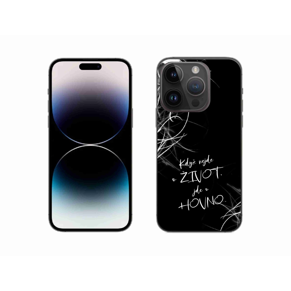 Gél borítás mmCase iPhone 14 Pro 6.1 készülékhez - vicces szöveg 16 fekete háttér