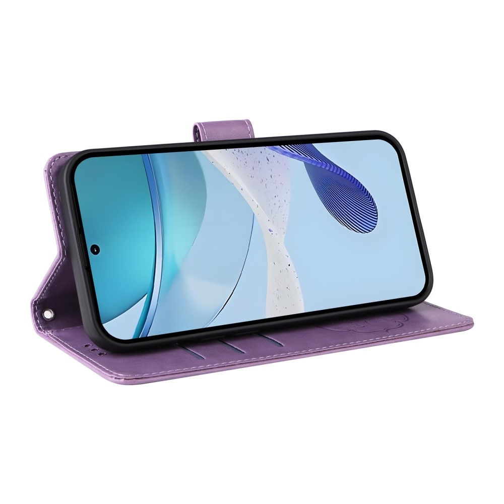 Virágos könyvtáska a Realme 14x 5G/Realme C75 készülékhez - lila