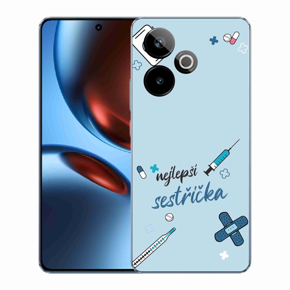 Rugalmas mmCase zselés tok képpel Realme GT 7 5G/GT 7T 5G - legjobb kishúg kék háttérrel