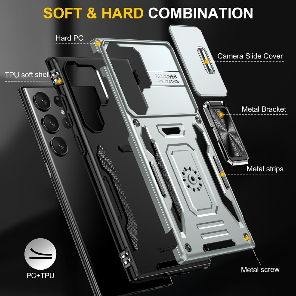 Gyűrűk tartós borítása Samsung Galaxy S25 Ultra készülékhez - szürke