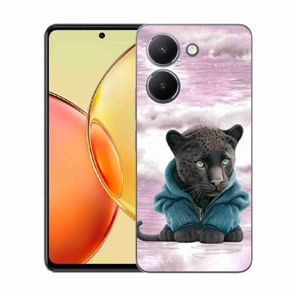 Gél borítás mmCase a Vivo Y36-hoz - fekete párduc pulóverben