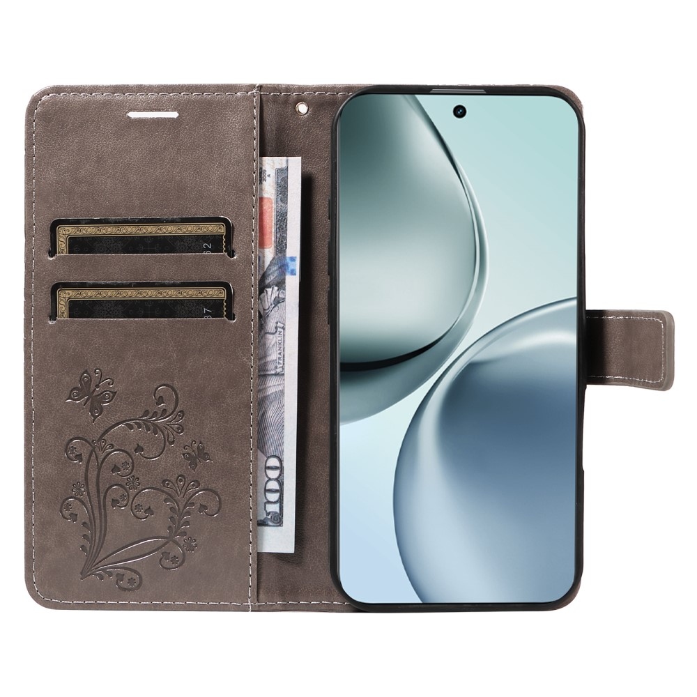 Nagy pillangó könyvtáska a Realme 14 Pro+ 5G számára - szürke