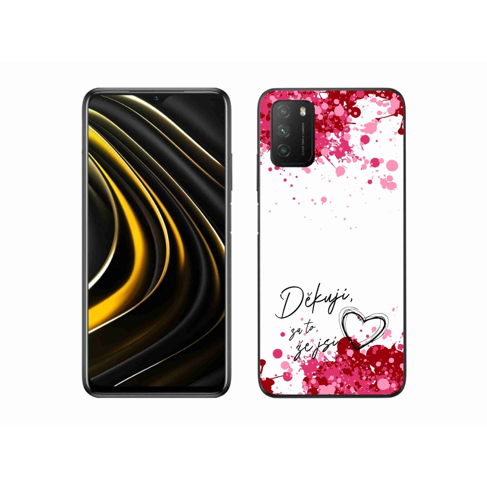 Gél borító mmCase a Xiaomi Poco M3-hoz - szerelem szöveg 2 fehér háttér