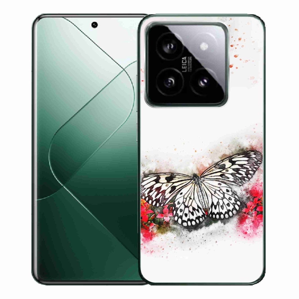 Gél borítás mmCase a Xiaomi 14 Pro-hoz - fekete-fehér pillangó