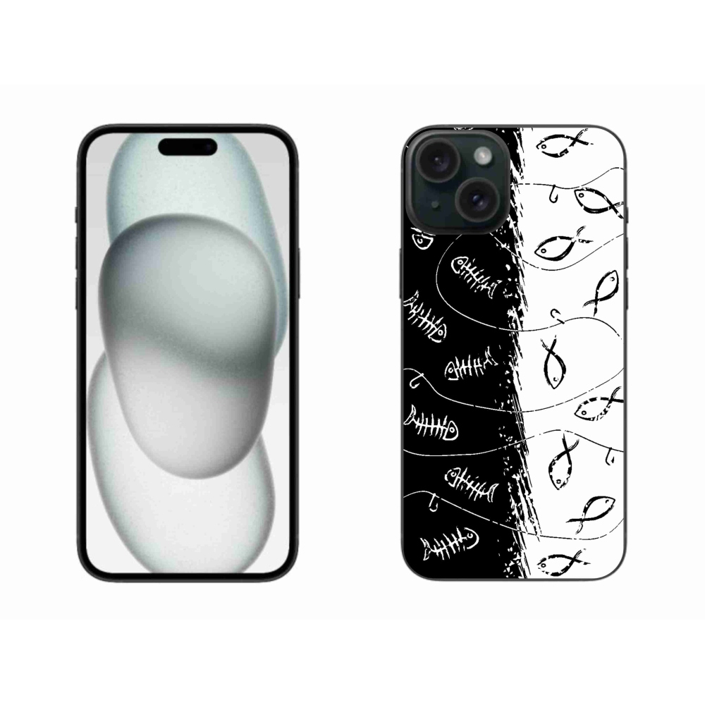 Zselés borítás mmCase iPhone 15 Plus készülékhez - csontvázak és halak