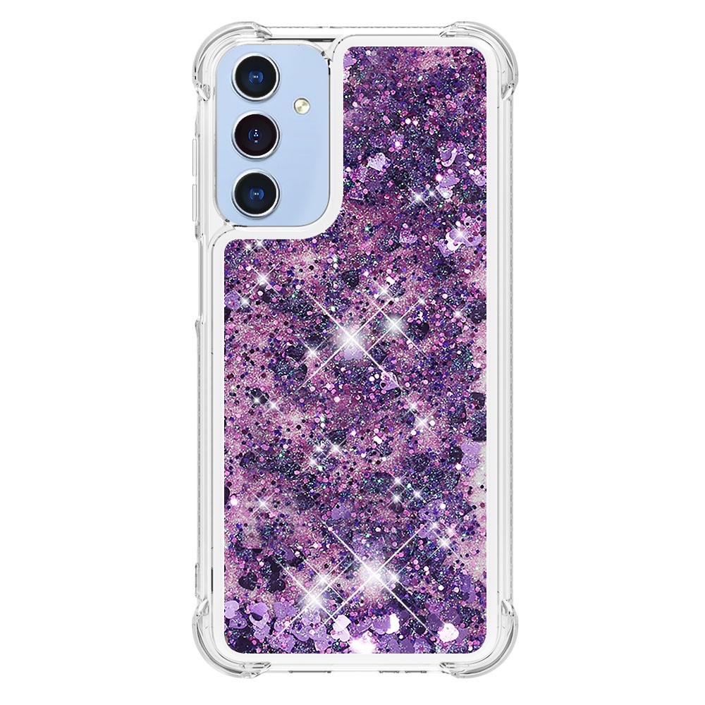 Glitter homokóra zselés tok Samsung Galaxy A26 5G - sötét lila/szív