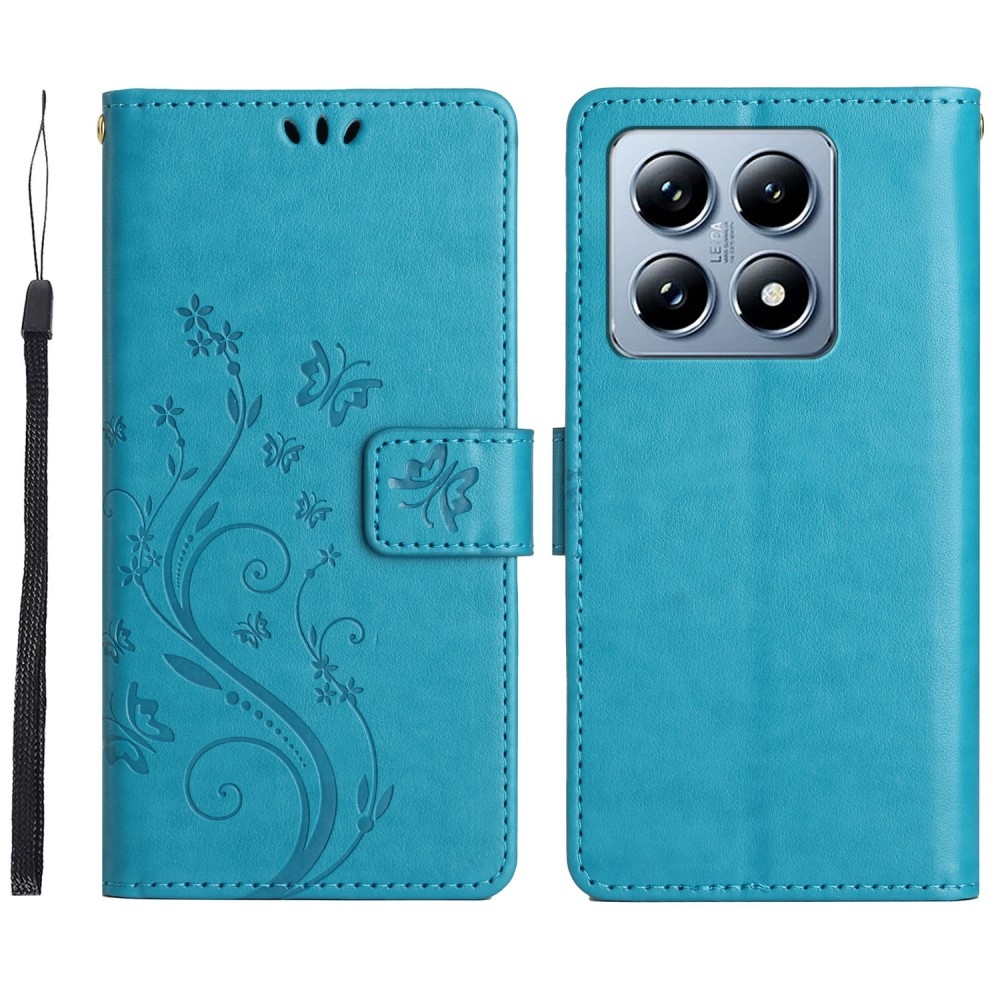 Virágok könyv tok Xiaomi 14T-hez - kék