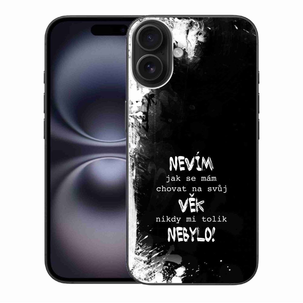 Gél borítás mmCase iPhone 16 Plus készülékhez - vicces szöveg 14 fekete háttér
