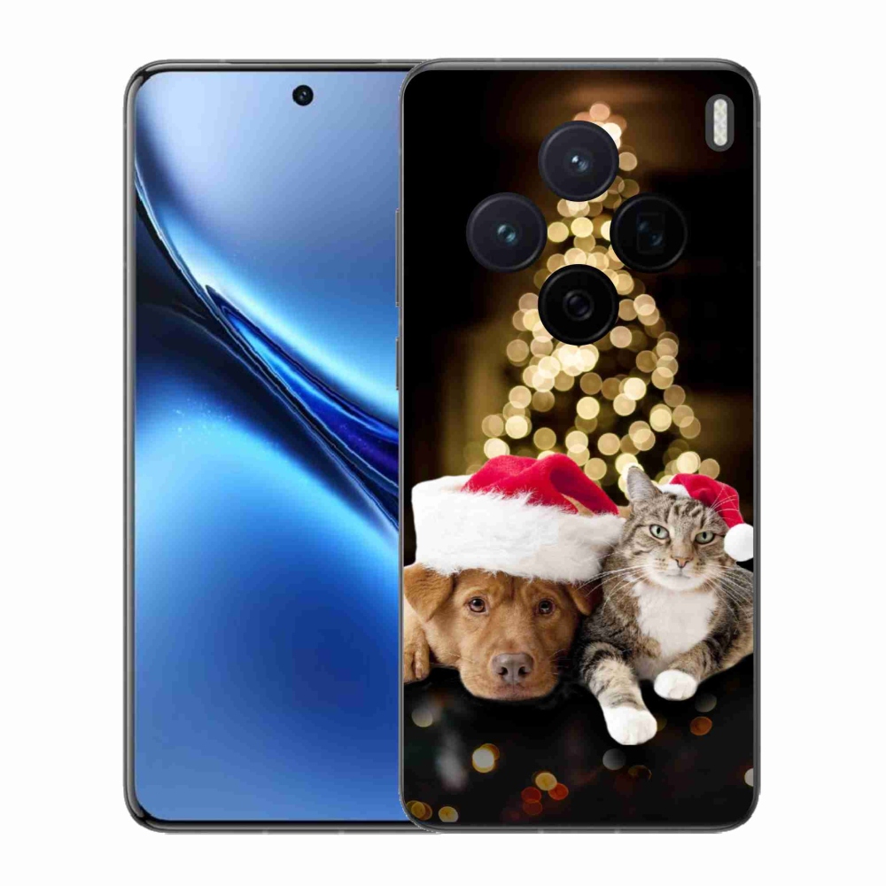 Zselés borítás mmCase a Vivo X200 5G-hez - Karácsonyi kutya és macska