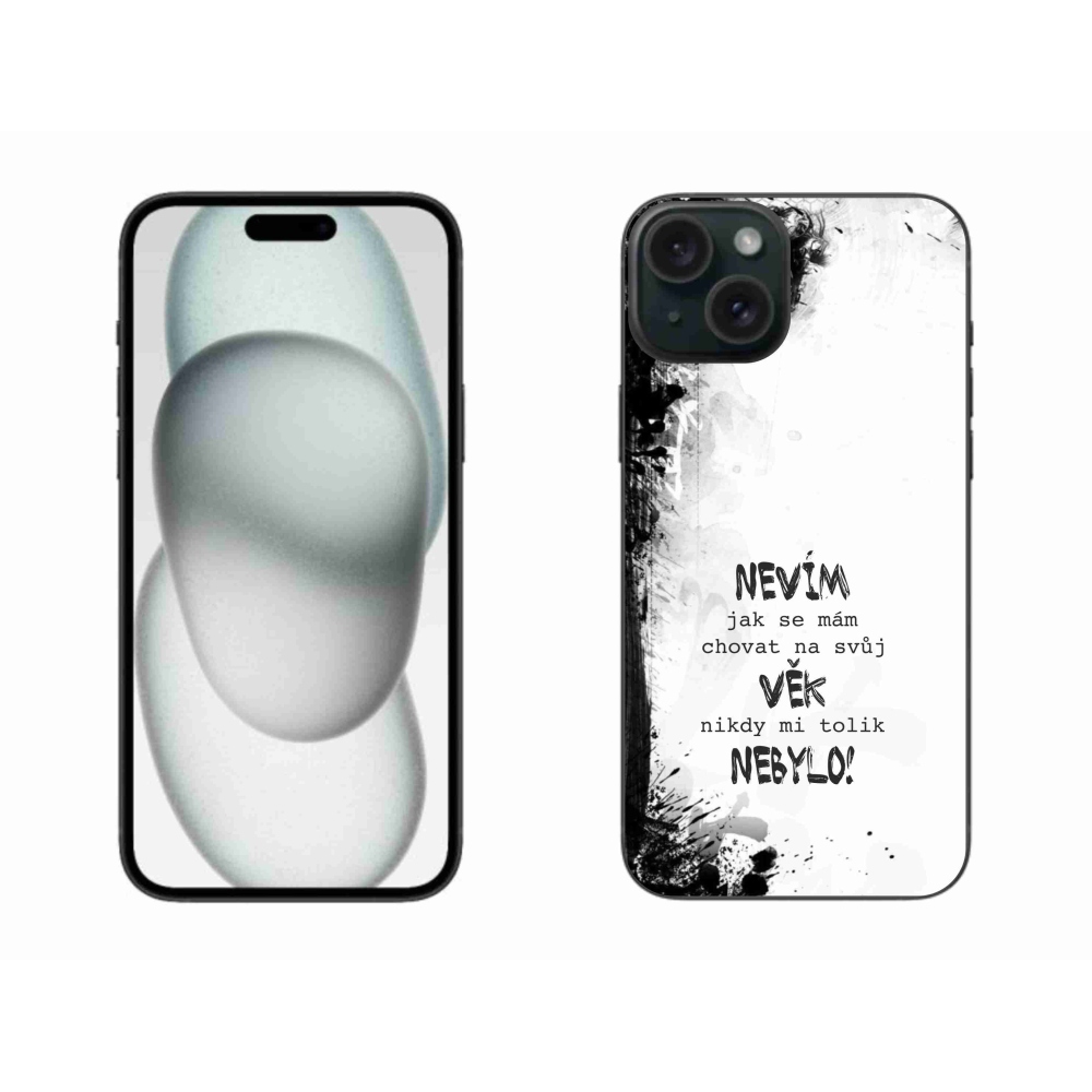 Gél borítás mmCase iPhone 15 Plus készülékhez - vicces szöveg 14 fehér háttér