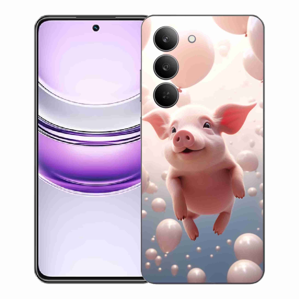 Gél borítás mmCase a Realme 14x 5G-hez - malac lufikkal