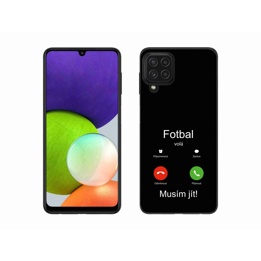 Gél borító mmCase Samsung Galaxy A22 4G - futball hívások fekete háttérrel